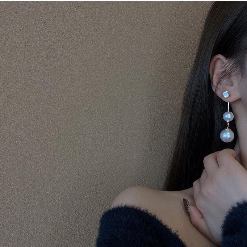Anting Panjang Rumbai Menjuntai Tusuk Mutiara Kristal Untuk Pesta Pernikahan Wedding Model Baru Korea