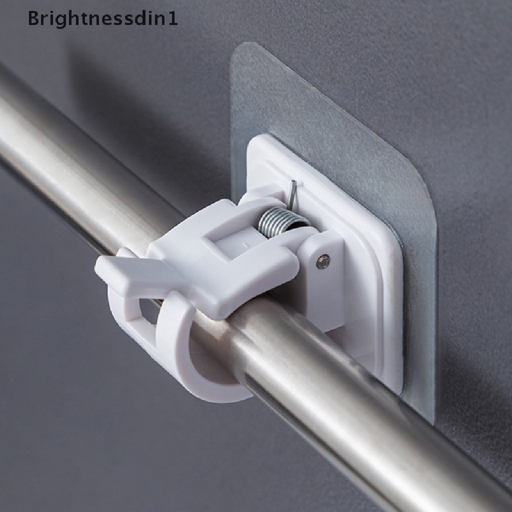 [Brightnessdin1] 2pcs Self Adhesive Curtain Rod Punch-free Tongkat Gorden Klip Pengait Holder Butik