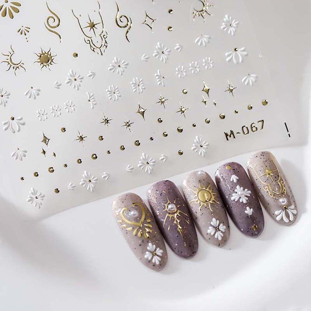 AUGUSTINA Agustina Bunga Stiker Kuku Wanita Bronzing Moon Manicure Aksesoris Bohemia Nail Stickers