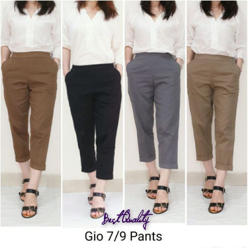 Celana Katun Wanita Stretch 7/9 Gio Baggy Pants Premium