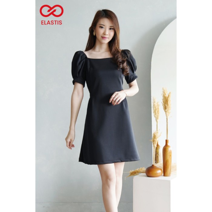 Mini Dress Scuba Wanita Tiytan Pesta Party Sabrina Lengan Pendek