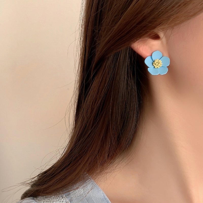 Anting Bulat Motif Bunga Retro Anting Kotak Klasik2023Musim Panas Wanita Baru Fashion Aksesoris