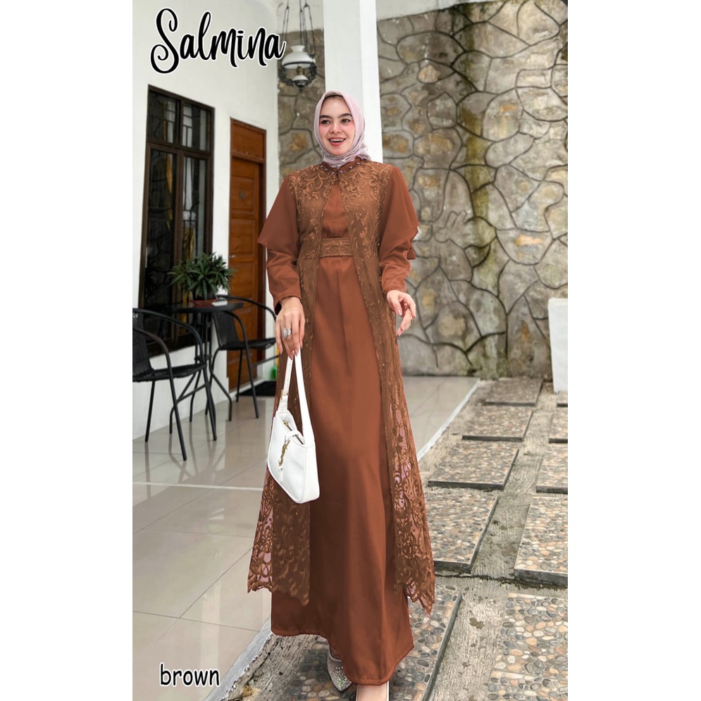 GAMIS PESTA KONDANGAN TULLE BORDIR SALMINA DRESS MEWAH MURAH