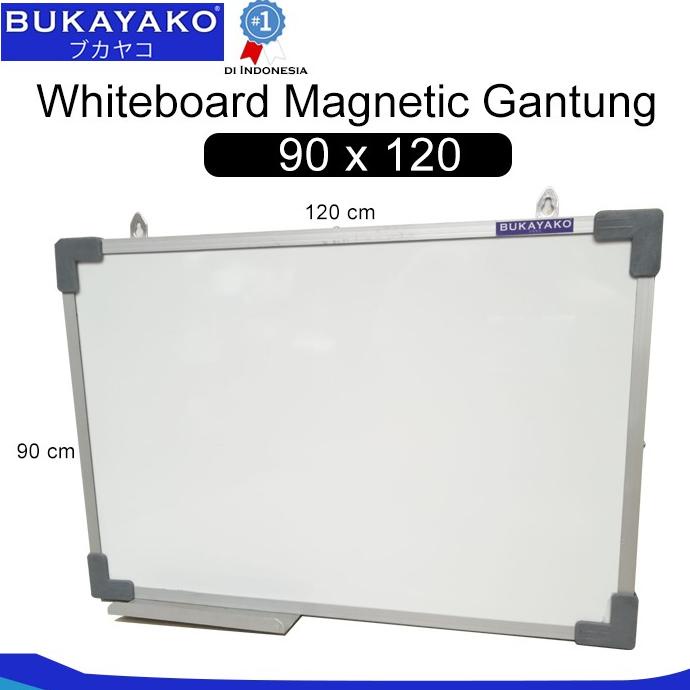 

Whiteboard Magnetic 90 x 120 Gantung BUKAYAKO Papan Tulis