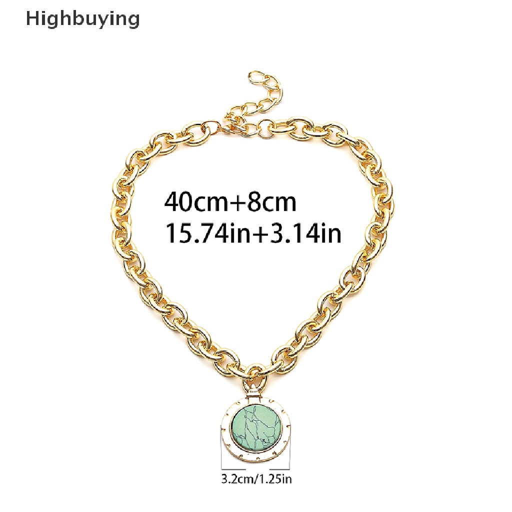 Hbid Vintage Wanita Rantai Batu Hijau Liontin Statement Choker Kalung Pesona Perhiasan Glory