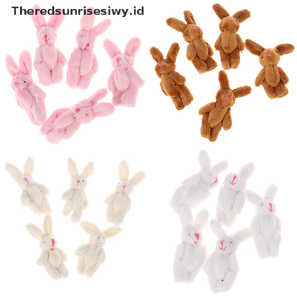 # Baju Lebaran # 5pcs 6cm Liontin Kelinci Sambungan Mini Plush Bunny Untuk Gantungan Kunci Buket Mainan Boneka~