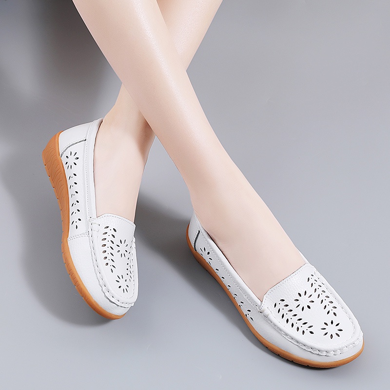 FOKU Sepatu Flat Wanita Sepatu Kulit Wanita Flatshoes Karet