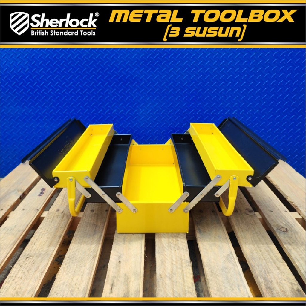 Tool box 3 Susun Metal Toolbox 3 Layer Sherlock Daily Duty Kotak Perkakas Multifungsi