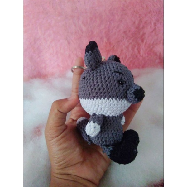 Amigurumi Serigala/Boneka Rajut/gantungan kunci/wolf