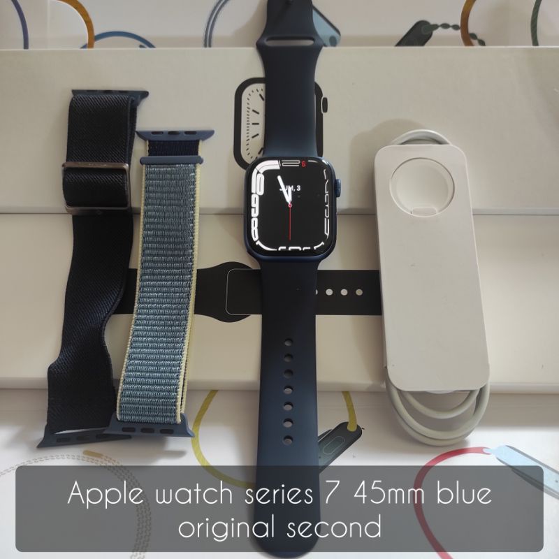 apple watch series 7 45mm blue garansi ibox iwatch 7 original second