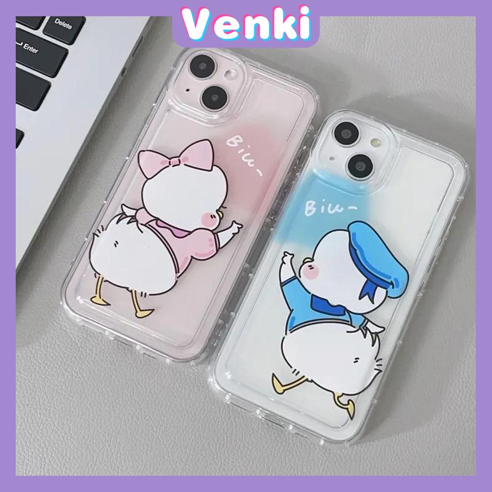 Case iPhone 14 Pro Max Soft TPU Clear Pink Blue Jelly Airbag Case Cute Cartoon Couple Duck Camera Protection Shockproof For iPhone 14 13 12 11 Plus Pro Max 7 Plus X XR