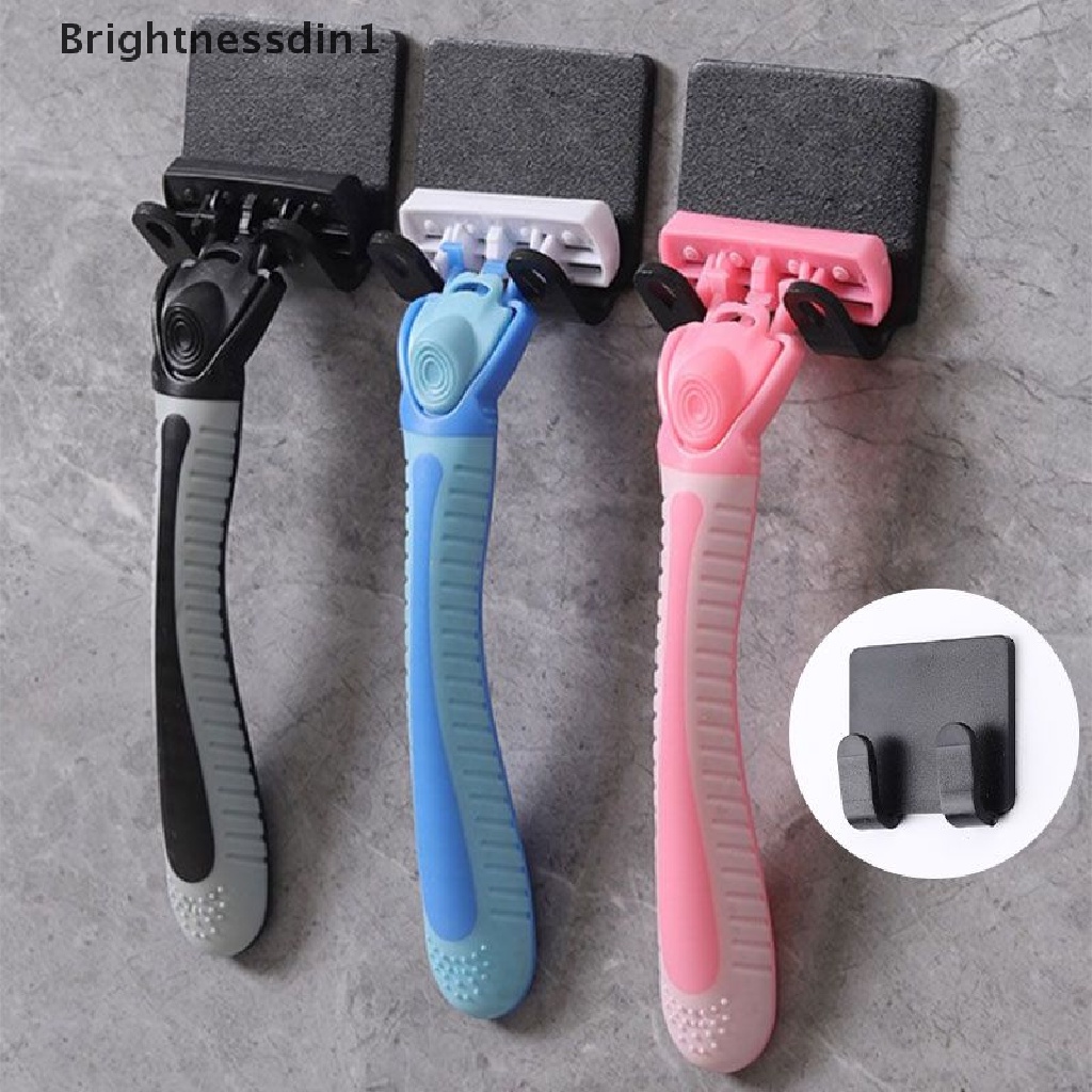 [Brightnessdin1] 2 Pcs Punch Free Razor Holder Penyimpanan Kait Dinding Pria Cukur Alat Cukur Rak Kamar Mandi Razor Rack Dinding Aksesoris Kamar Mandi Butik