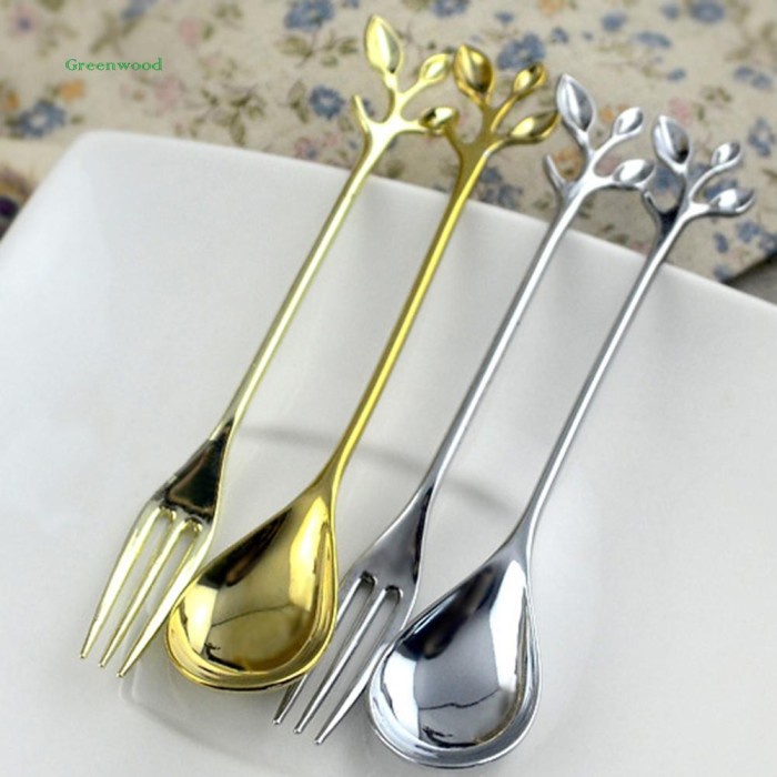 SENDOK GARPU TEH KOPI DESSERT / TEASPOON HANDLE DAUN