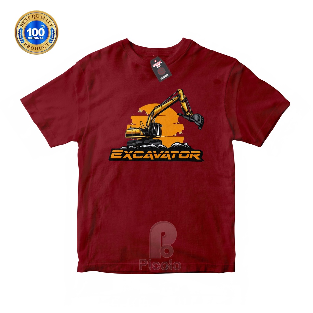 (FREE NAMA) BAJU KAOS ATASAN ANAK MOTIF EXCAVATOR UNISEX Bahan COTTUN