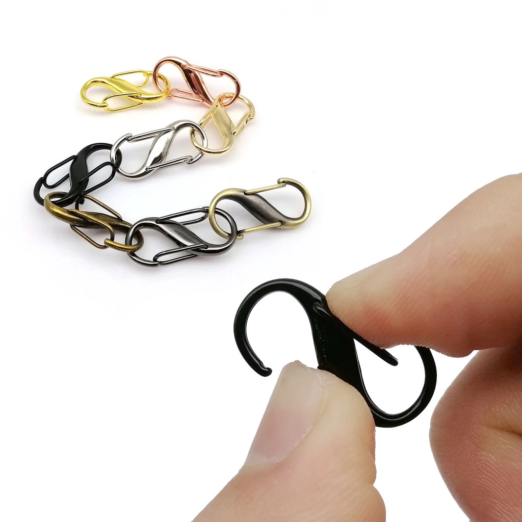 [Harga Grosir] Fashion Metal Snap Clip Ring Clasp Hook Untuk Tas Bahu Rantai Premium Alloy S Shaped Double Buckle Tahan Lama Gesper Rantai Yang Dapat Dilepas Dapat Disesuaikan S Type Metal Buckle