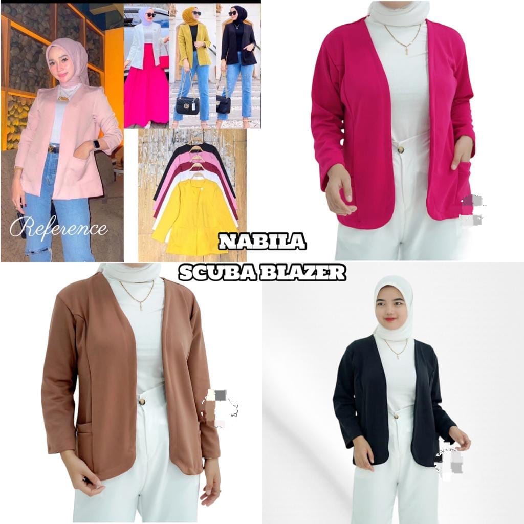 BEFAST - ZFS OOTD WANITA BLAZER LUVI / NABILA SCUBA BLAZER / Pakaian Wanita Kerja Casual / Blazer Polos Formal / Fashion Kekinian Wanita Modis / Outfit Daily Wanita Remaja / OOTD Wanita Hijab Style Trendy / Terlaris