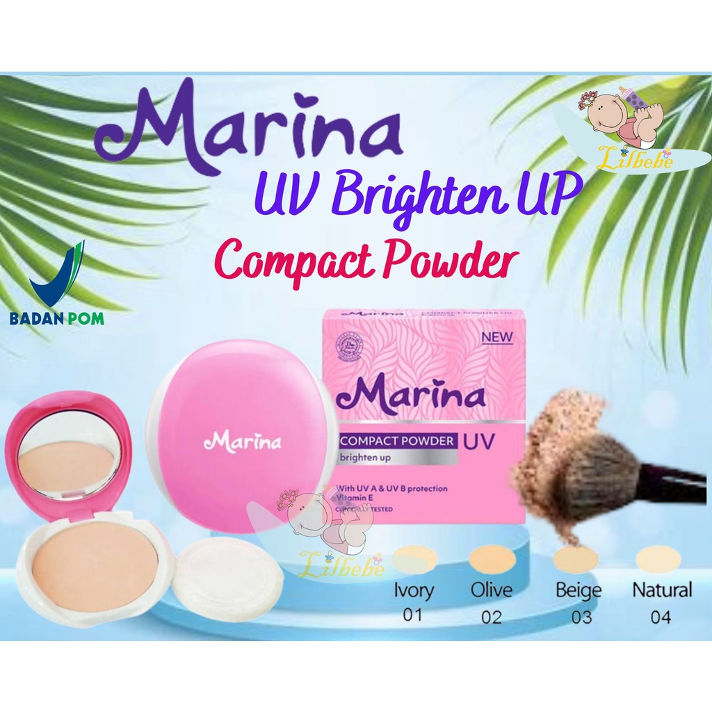 MARINA Compact Powder UV Protection Brighten Up 12g 12 g Vitamin E - Bedak Padat Remaja