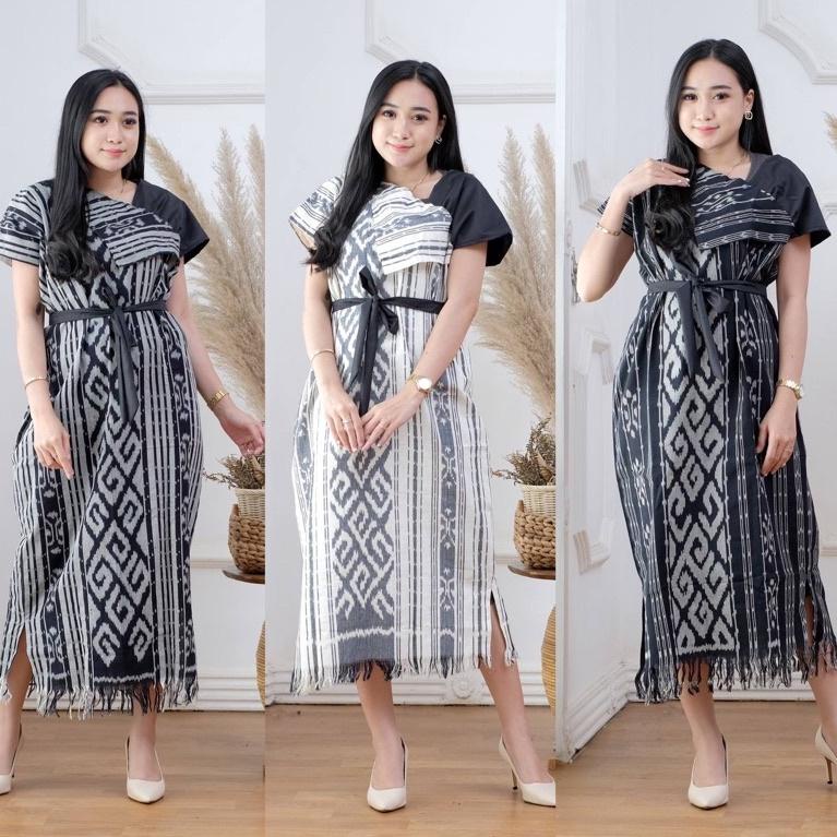 LANGSUNG ATC DRESS AURORA TENUN IKAT ASLI SONGKET DRESS ETNIK DRESS KONDANGAN DRESS SONGKET KIMONIK 