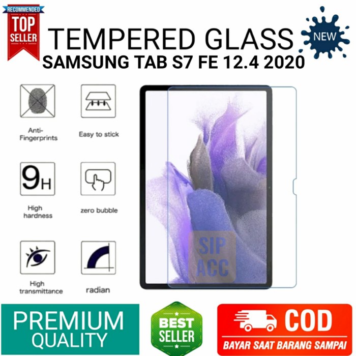 Terlaris Tempered Glass Samsung Tab S7 Fe 12,4 2021 Anti Gores Kaca Tablet