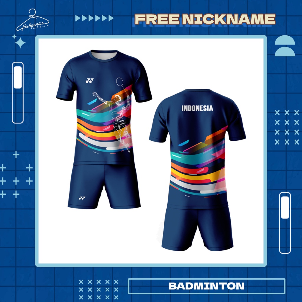 Kaos Baju Jersey Bulutangkis Olahraga Badminton Abstrak 08 Pria dan Wanita Full Printing Custom