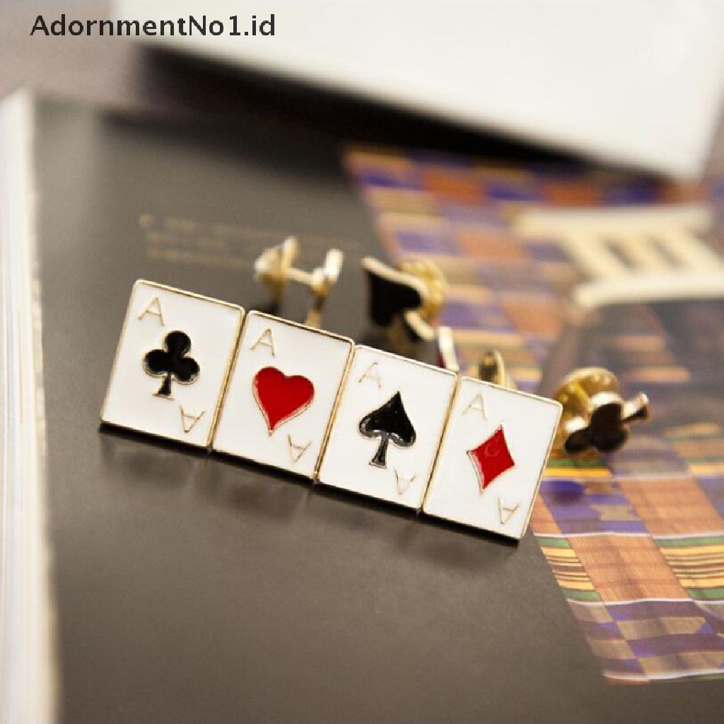 [AdornmentNo1] 4/8pcs Enamel Poker Bros Kecil Poker Manset Pin Kerah Lencana Perhiasan [ID]