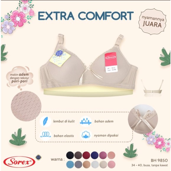 BH SOREX 9850 BIG SIZE FULL Cup C BESAR Tanpa Kawat Busa Tipis / Pakaian Dalam Wanita / BH Cup Besar - sckmenwear GROSIR