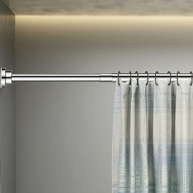 Tiang Gorden Fleksibel Jemuran Baju Tiang Jemuran Portable Besi Gorden Rel Hordeng Gantungan Baju