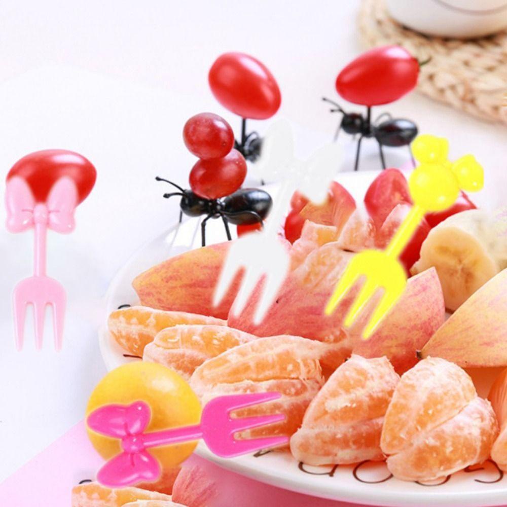 [Elegan] Lunch Picks Mini Kreatif Lucu Reusable Plastik Kartun Hewan Buah Makanan Picks