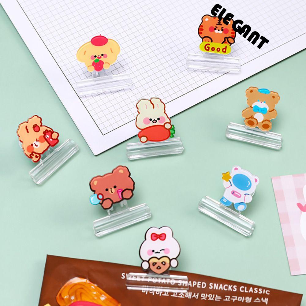 [Elegan] Klip Transparan Hias Bookmark Akrilik Alat Tulis Sekolah Surat Pengikat Perlengkapan Kantor Desktop Organizer Cemilan Sealing Clip