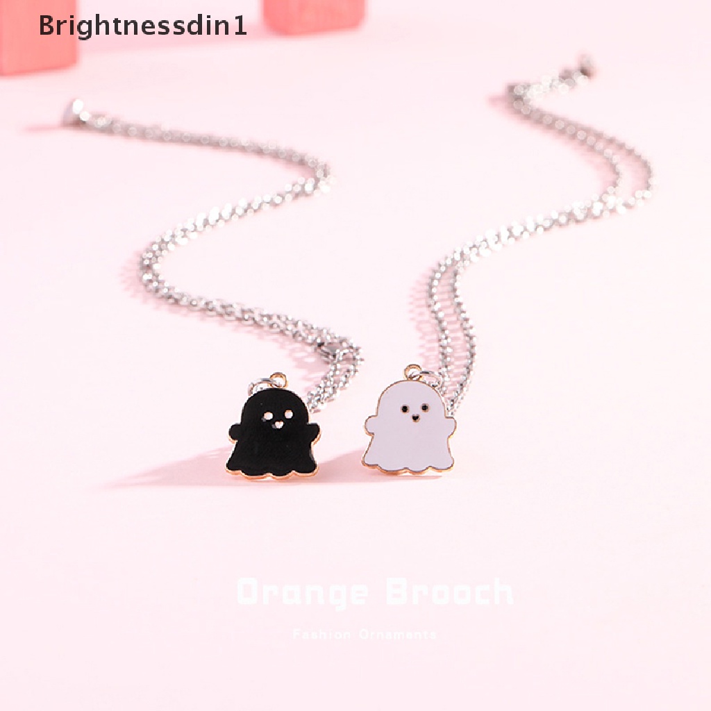 [Brightnessdin1] Kartun Hantu Persahabatan Pasangan Liontin Kalung Fashion Wanita Pria Teman Terbaik Indah Kalung Perhiasan Hadiah Butik