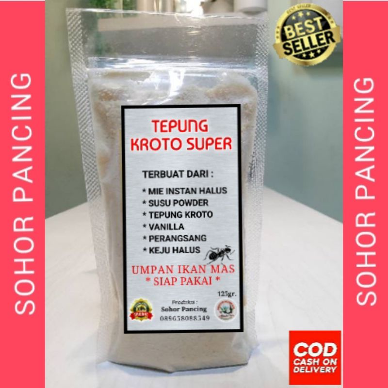 umpan TEPUNG KROTO SUPER 125gr/pouch | aroma amis gurih | pengganti kroto | asli sohor sukabumi
