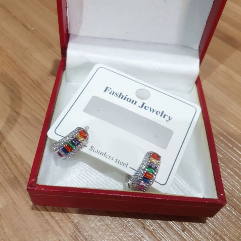 Anting Titanium Asli kilau mirip emas asli Premium Quality Anti Karat Anti Alergi Earling Branded Band Stainless Steel Ori Ant401