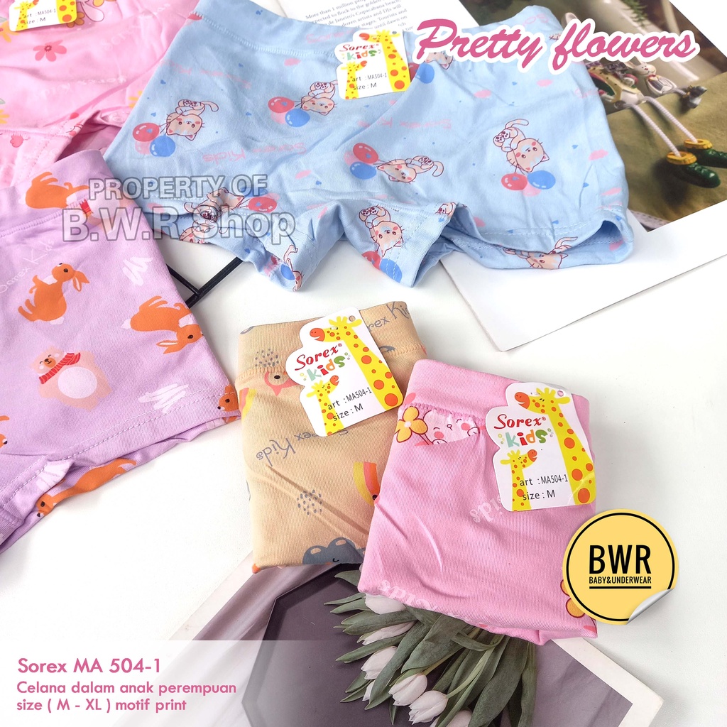 [ 3pc ] CD Boxer SOREX Kids MA 504 -1 / Celana Dalam Anak Perempuan Boxer Ma504 | Bwr