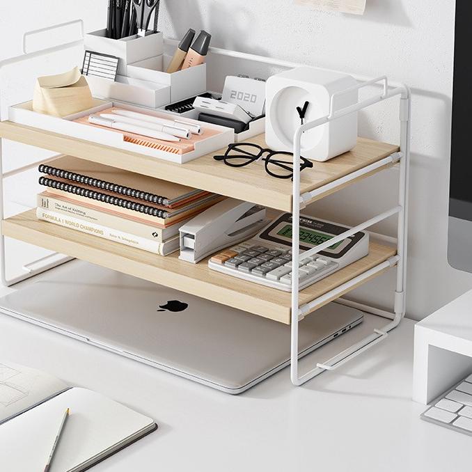 ➬ 【ZEN】Rak Buku / Laptop Organizer Rak Kayu Besi Susun Minimalis Kuat Kokoh dan Tebal Rak Serbaguna 