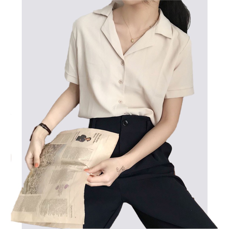 XIAOZHAINV Blouse Wanita Korean Style Lengan Pendek 307