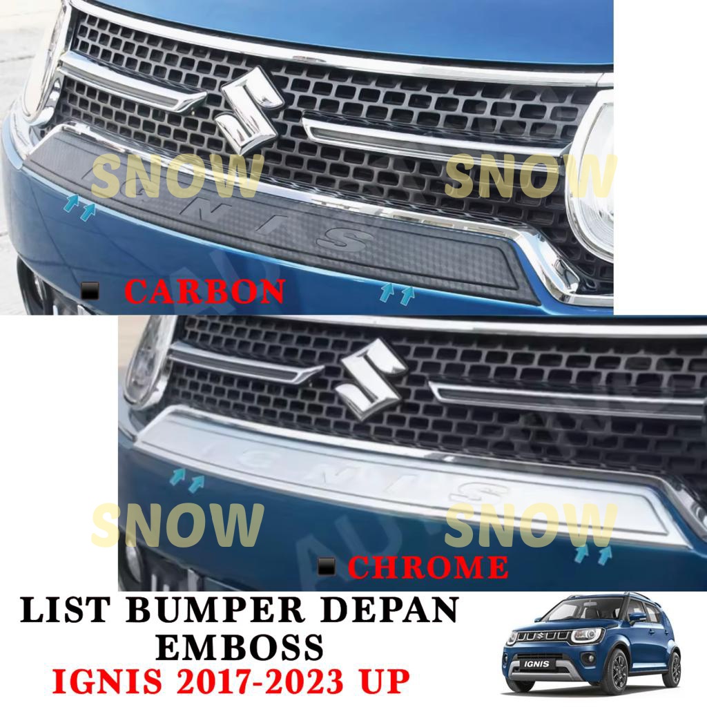 List Grill Bumper Depan Emboss Suzuki Ignis 2017 2022 2023 Cover Chrome Carbon