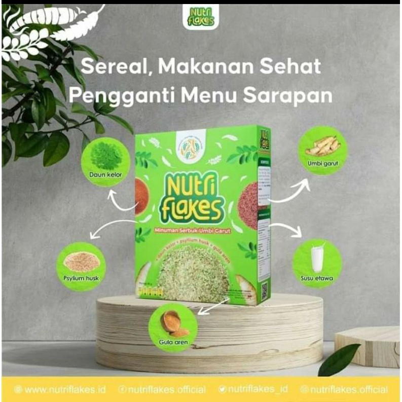 

NUTRIFLAKES 6 BOX HEMAT STOK SEREAL UMBI GARUT ASAM LAMBUNG