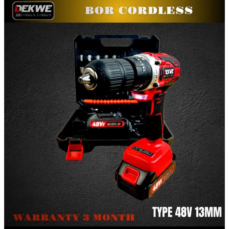 Bor cordless DEKWE DK1048 brushless 48v fullset impact drill mewah