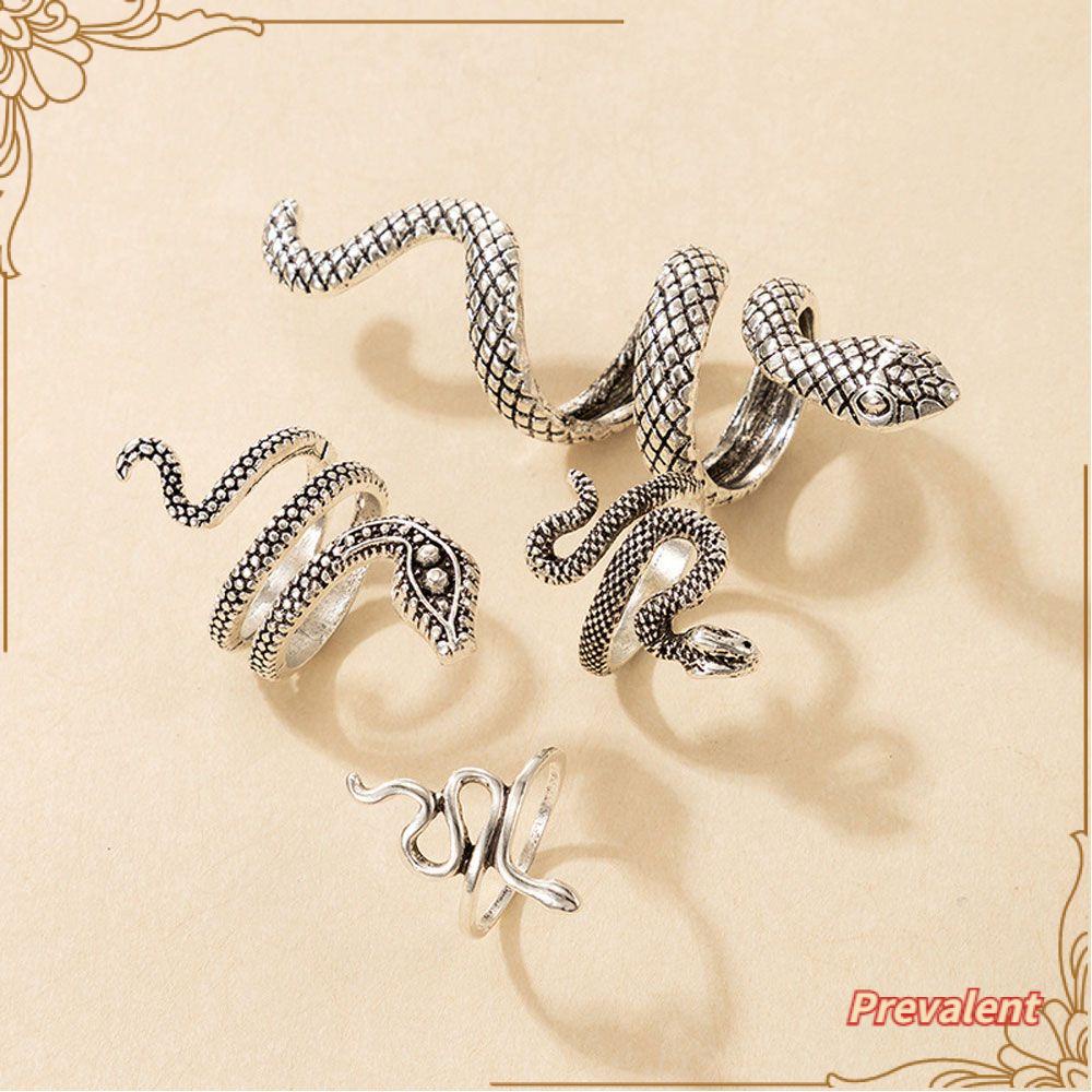 Preva 4pcs/set Cincin New Warna Silver Gothic Alloy