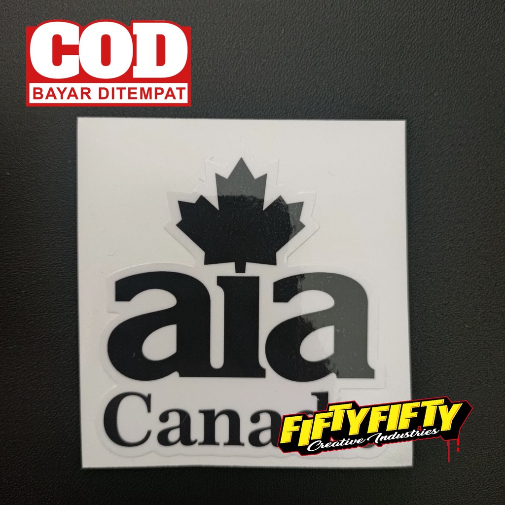 Stiker Print Cut AIA CANADA Stiker Printing Laminasi Glossy Stiker Motor Mobil Helm Sudah Membentuk Pola Desain