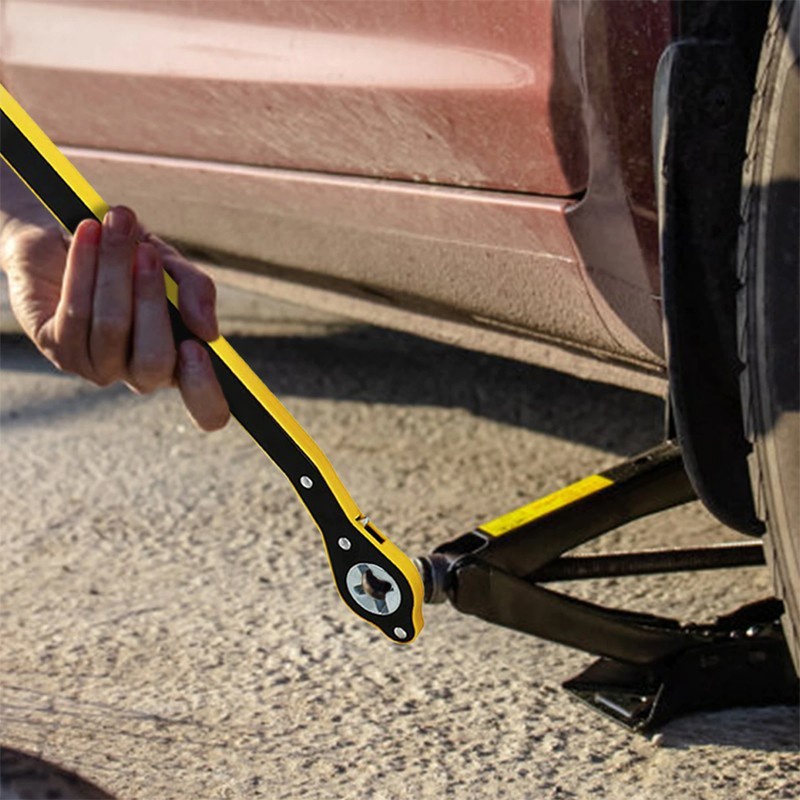 Kunci Dongkrak Mobil Universal Jack Ratchet Wrench Besi Dongkrak Mobil Wheel Lug Wrench