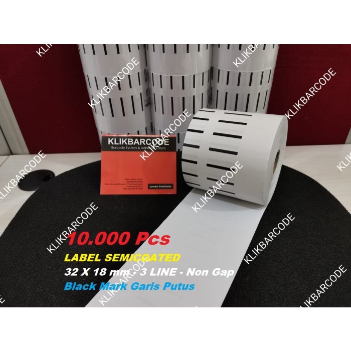 

label barcode 32 x 18 - 3 line, black mark strip, 10.000 label,non gap