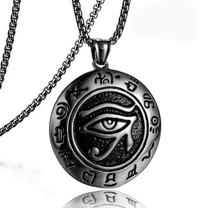 Kalung Rantai Dengan Liontin Mata Horus' S Eye | Kalung Bahan Stainless Steel | Kalung Rantai Klavikula Bahan Titanium Steel | Kalung Rantai Dengan Liontin Untuk Pria / Wanita