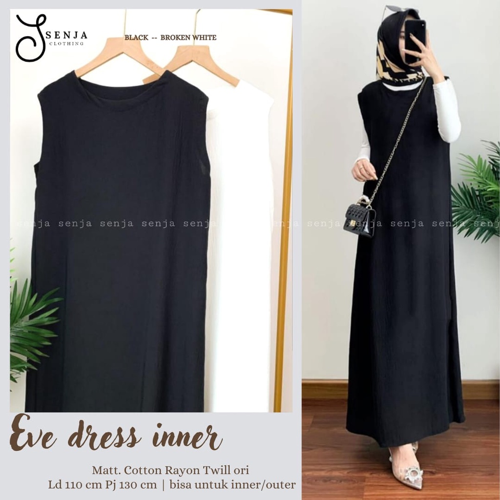 EVE dress kutung | ld 110 | Rayon Twill ori | by SENJA | bisa inner outer | fashion wanita muslim po
