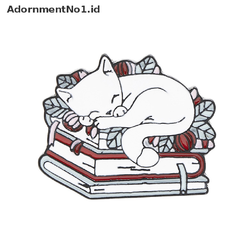 [AdornmentNo1] Kucing Membaca Buku Enamel Pin Kartun Tidur Anak Kucing Bros Lucu Buku Kekasih Hewan Lencana Tas Pakaian Lapel Pin Perhiasan Hadiah [ID]