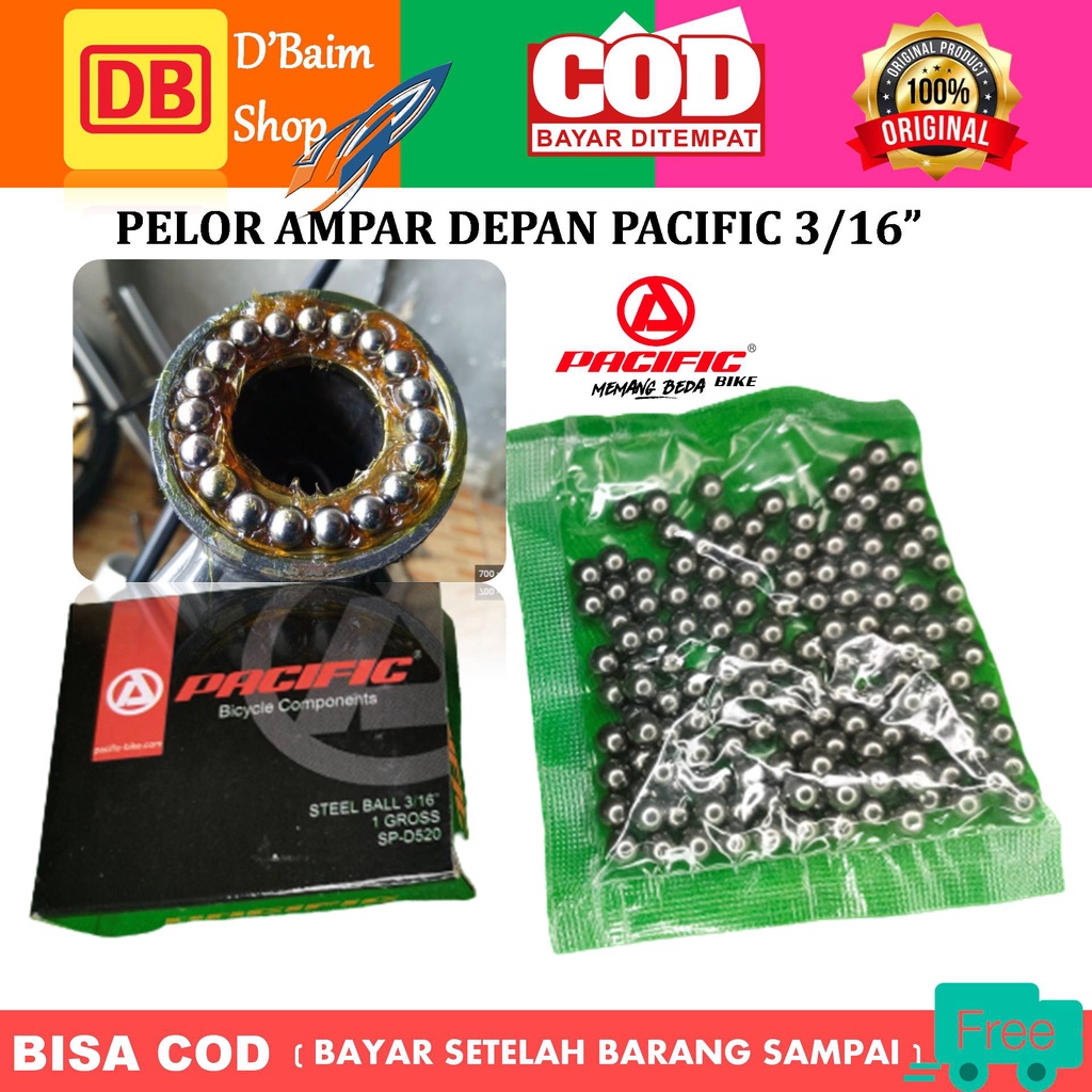 Steel Ball bijian Steel Ball Pelor Ampar Hub Depan Pacific 3/16 Isi 144 buah