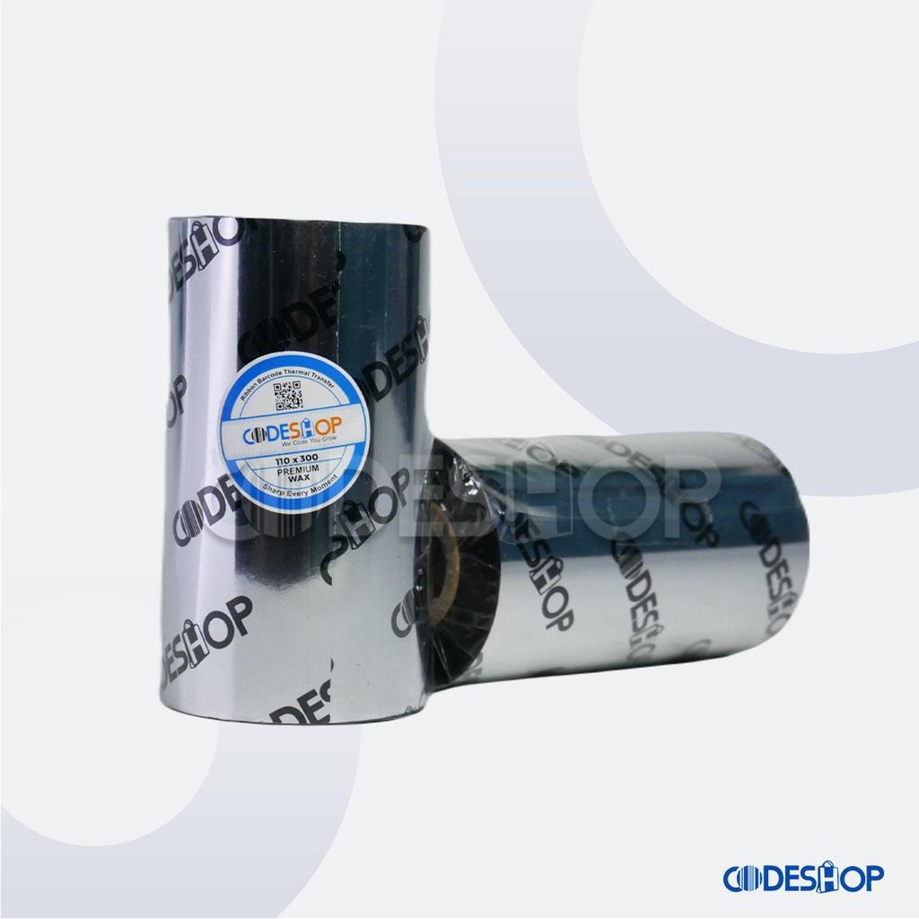 Ribbon Premium Wax CODESHOP 110x300M Pita Printer Barcode 110x300M