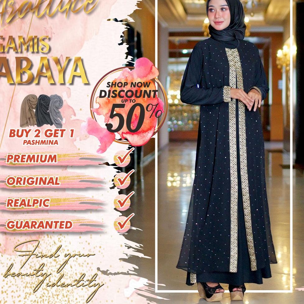 Terpercaya Baju Dress Gamis Muslim Wanita BY ARALLUCE Abaya Turkey Turki Arab Mewah Elegan Warna Hit