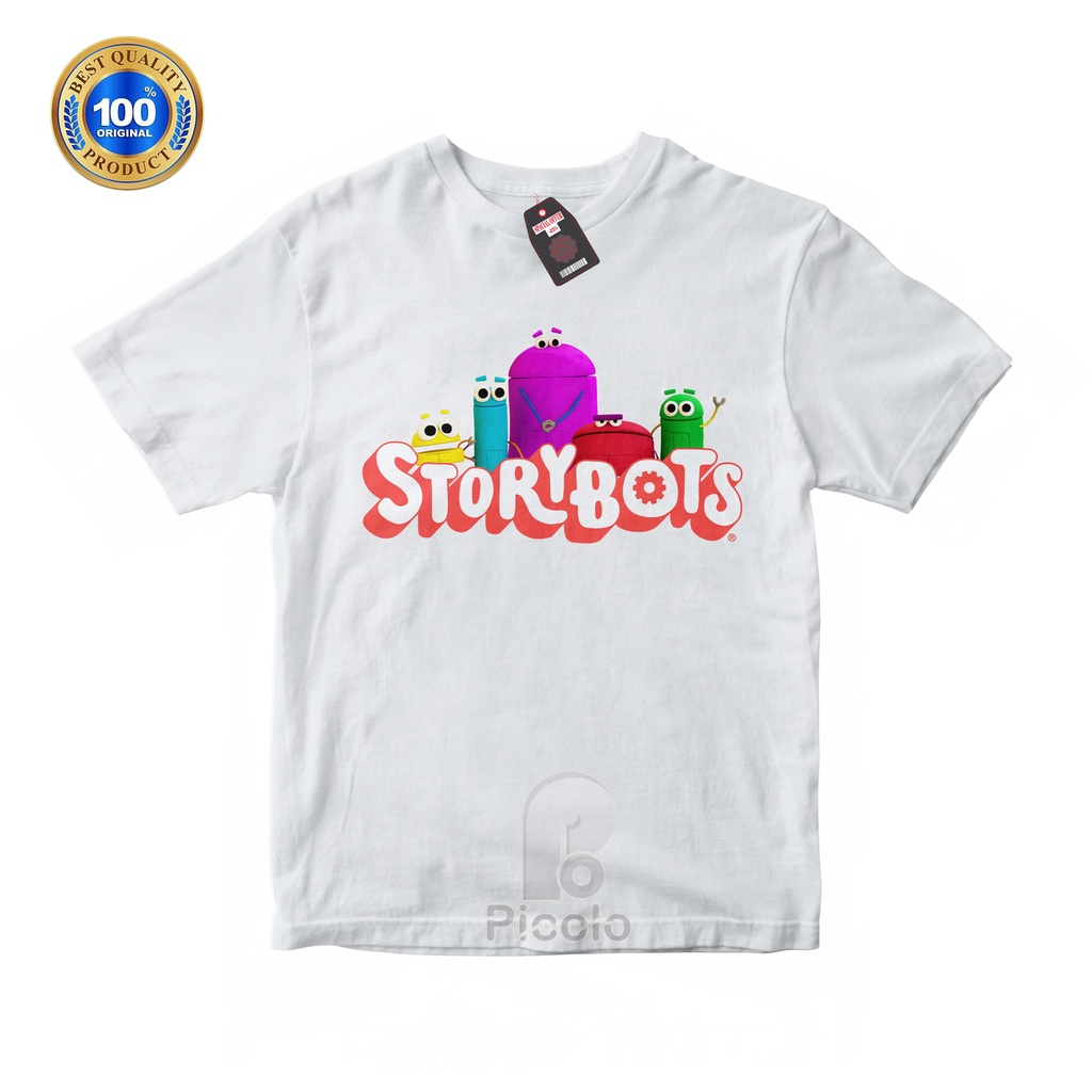 (FREE NAMA) BAJU KAOS ATASAN ANAK MOTIF STORY BOTS UNISEX Bahan COTTUN