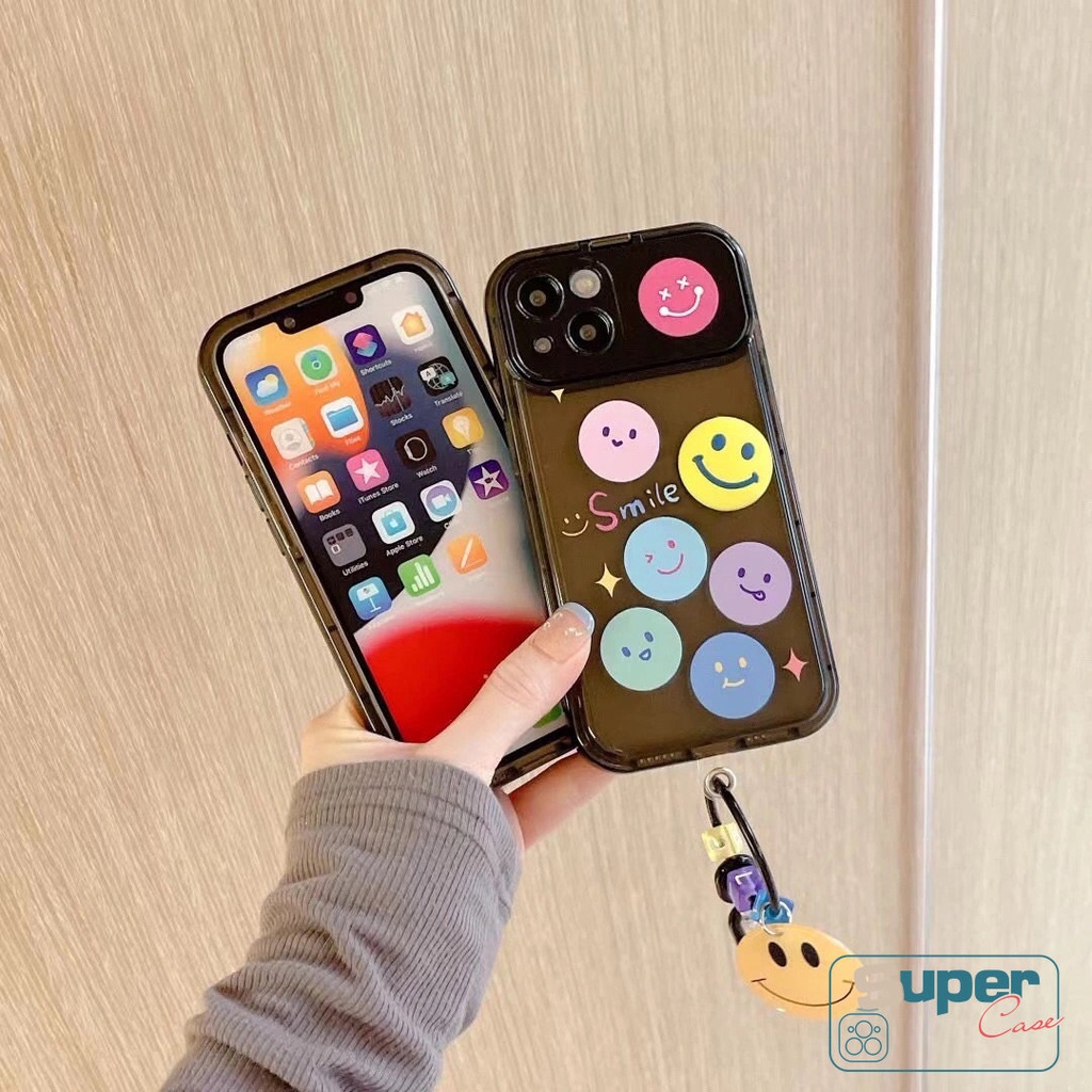 Kartun Kreatif Indah Smile Case Kompatibel Untuk IPhone 7Plus 8Plus 11xr XS13 14x12 Pro Max7 8 14 Plus MAX SE 2020 Kepribadian Flip Make Up Cermin Shockproof Soft Case